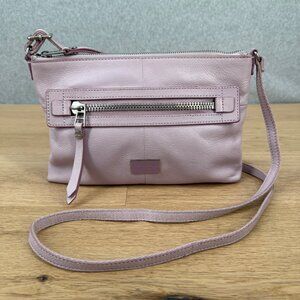 Fossil Dawson Leather Crossbody Bag Light Purple Lilac Top Zip Messenger Casual